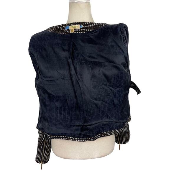 Ted Baker Colour by Numbers Julio Bouclé Black White Tweed  Jacket Corpcore SZ 4 - Picture 12 of 16